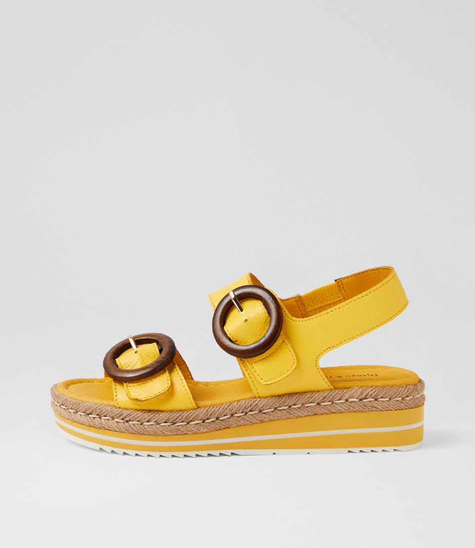 Aswell Bright Yellow Leather Sandals