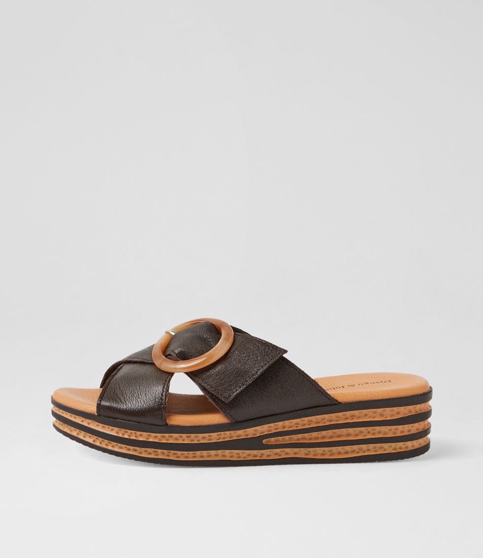 Coveta Choc Leather Slides