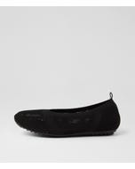 Vaya Black Fabric Flat Shoes