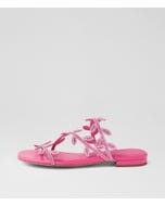 Kayaas Bright Pink Leather Slides