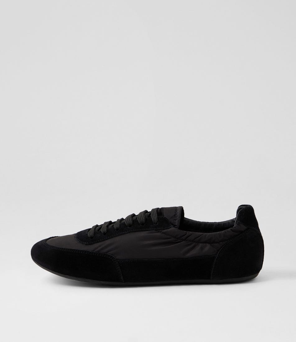 Brinkle Black Suede Fabric Flat Shoes