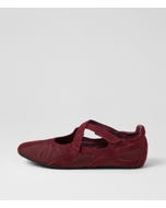 Blev Burgundy Suede Fabric Flat Shoes