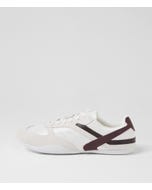 Zoya White Burgundy Fabric Lace Up Flats