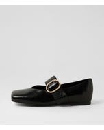 Ankitah Black Polish Leather Flat Shoes