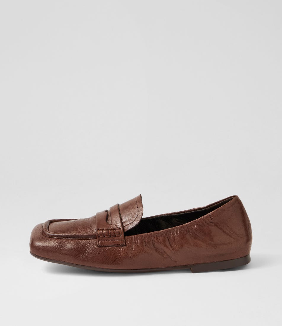 Alyona Choc Polish Leather Loafers