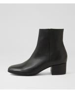 Birty Black Leather Ankle Boots