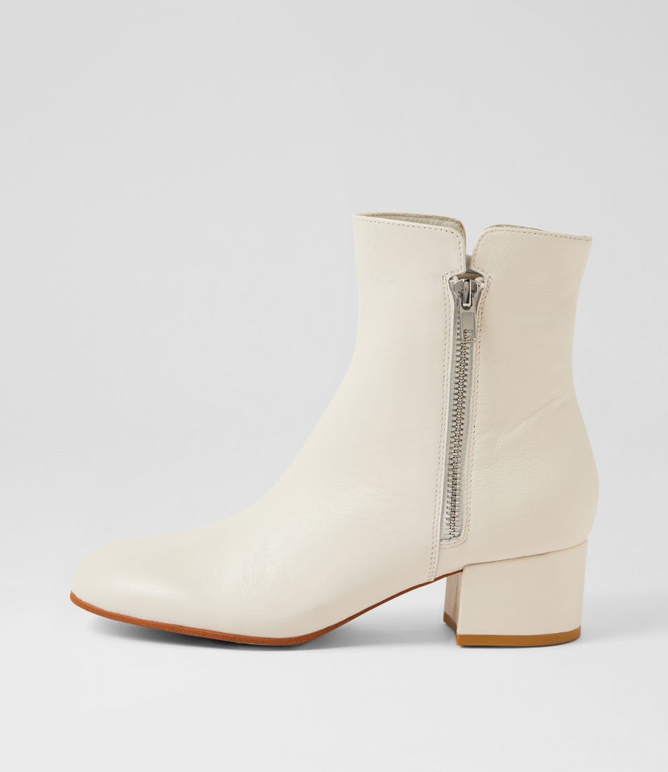 Benino Almond Leather Ankle Boots