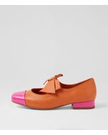 Broocks Candy Pink Orange Patent Leather Mary Jane Heels