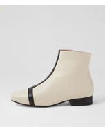 Boras Milk Black Leather Ankle Boots
