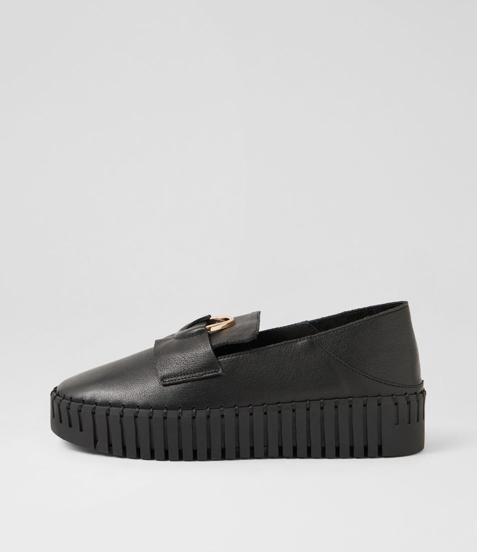 Burbanks Black Leather Flat Shoes