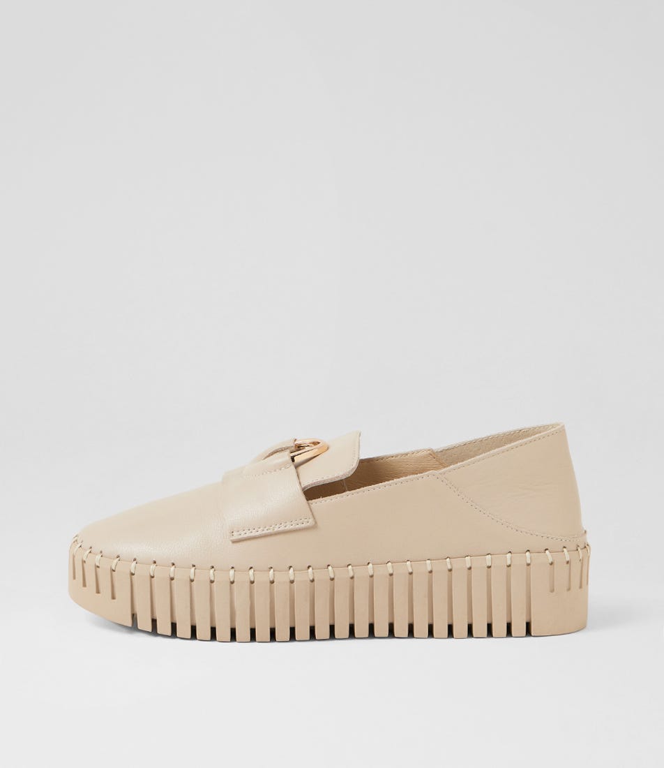 Burbanks Almond Leather Flat Shoes