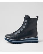 Elrick Navy Denim Trim Leather Ankle Boots