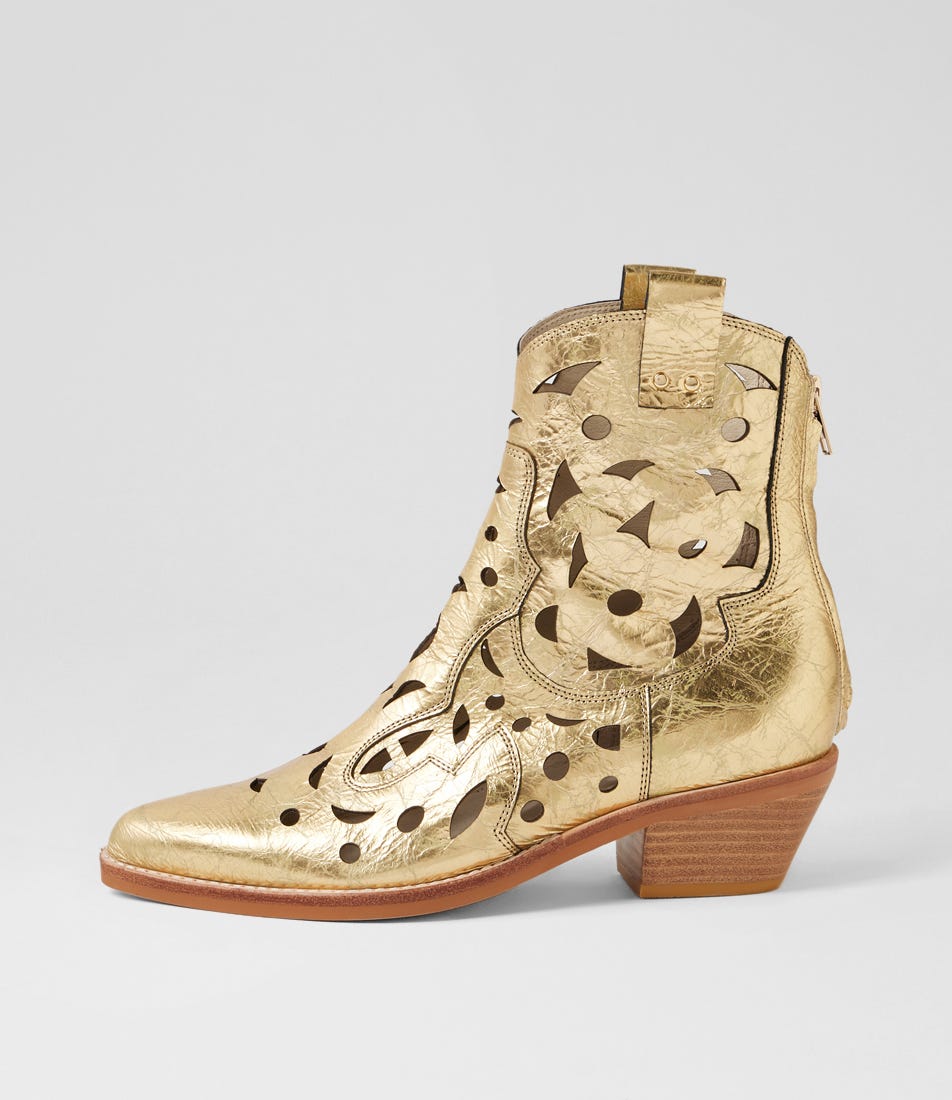Eelia Gold Foil Leather Ankle Boots