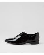 Elahs Black Patent Elastic Flat Shoes