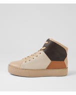 Ferays Neutral Multi Leather Lace Up Boots