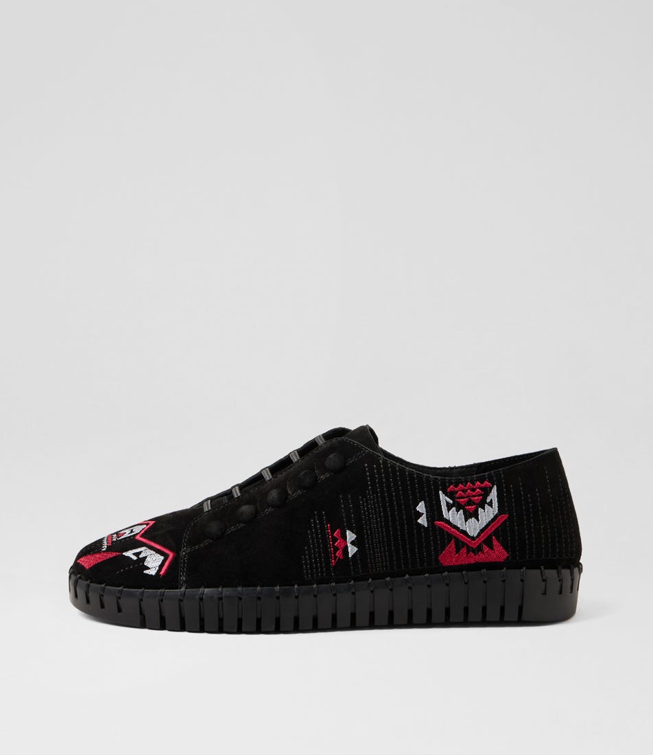 Hangela Black Multi Suede Sneakers
