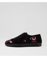 Hangela Black Multi Suede Sneakers