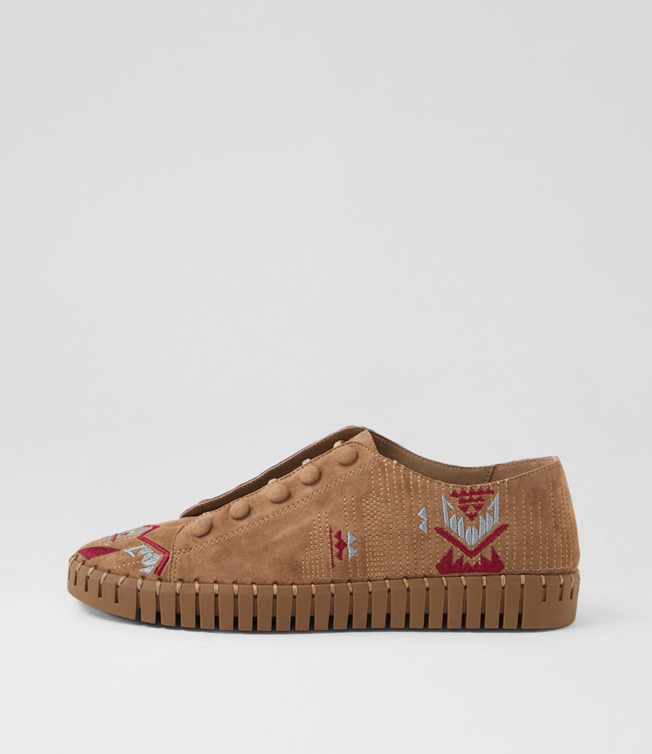 Hangela Light Choc Multi Suede Sneakers