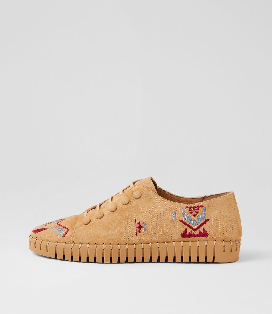 Hangela Camel Multi Suede Sneakers