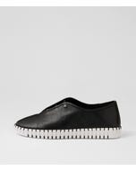 Hasuda Black White Leather Flat Shoes