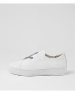 Lishop White Blue Denim Leather Elastic Sneakers