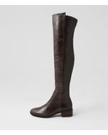 Thanes New Choc Leather Stretch Knee High Boots