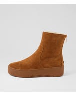 Wioni Tan Natural Suede Fur Ankle Boots