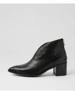 Fernada Black Polish Leather Ankle Boots