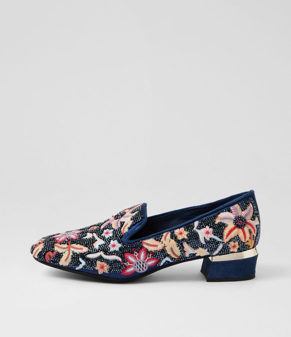 Gelisha Navy Leather Loafers