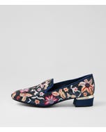 Gelisha Navy Leather Loafers