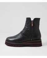 Ganni Black Grey Burgundy Multi Leather Ankle Boots