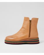 Ganni Cognac Forest Tan Multi Leather Ankle Boots