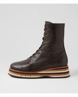 Ghala Choc Tan Multi Leather Lace Up Boots