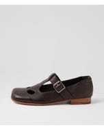 Golfie Choc Leather Flat Shoes