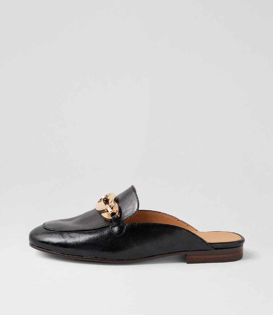 Inkles Navy Polish Leather Mules