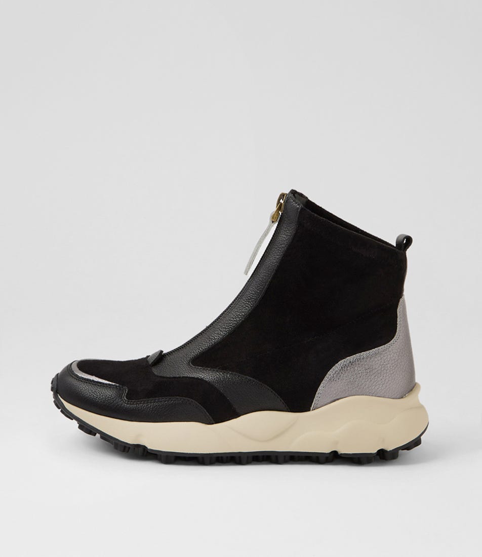 Jennsen Black Dark Pewter Multi Ankle Boots