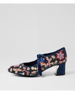 Jianne Navy Leather Heels