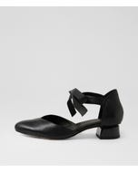 Jeau Black Leather Flat Shoes