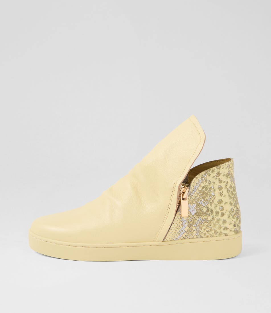 Jempsey Butter Metal Print Leather Ankle Boots