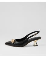 Littany Black Leather Heels