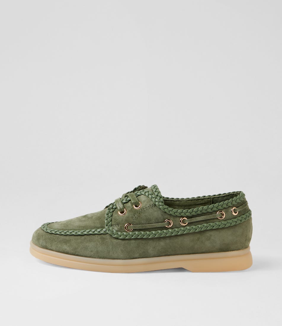Loceen Khaki Suede Boat Shoes