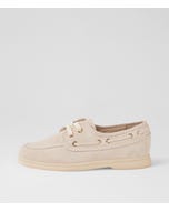 Loceen Beige Suede Leather Boat Shoes
