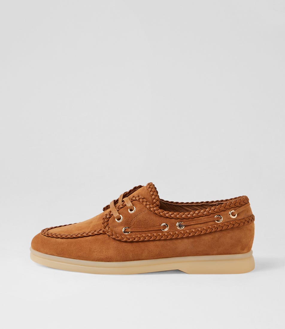 Loceen Tan Suede Boat Shoes