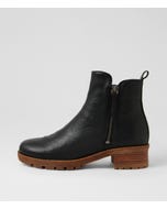 Marlieso Black Natural Leather Ankle Boots