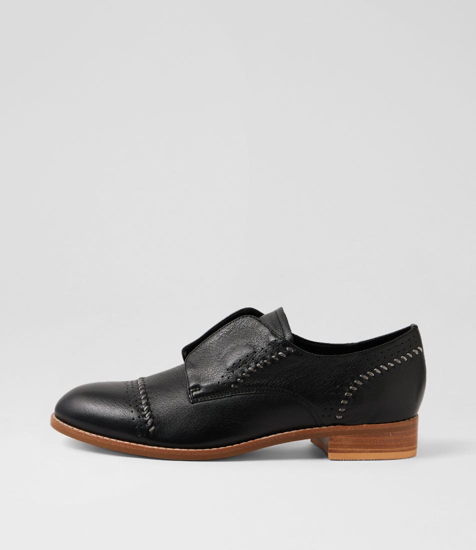 Nelena Black Natural Leather Flat Shoes