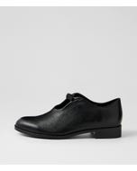 Nickelby Black Leather Flat Shoes
