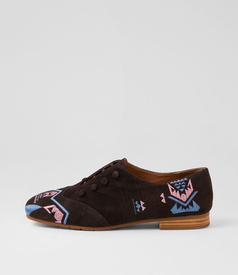 Prinity Choc Multi Suede Flat Shoes