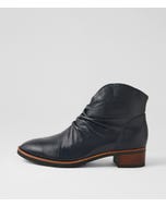 Tulies Navy Leather Ankle Boots