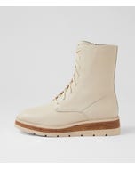 Trista Milk Leather Lace Up Boots