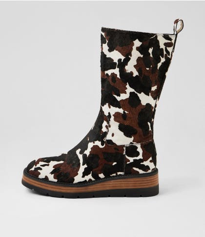 Tolga Black Choc Cow Pony Calf Boots
